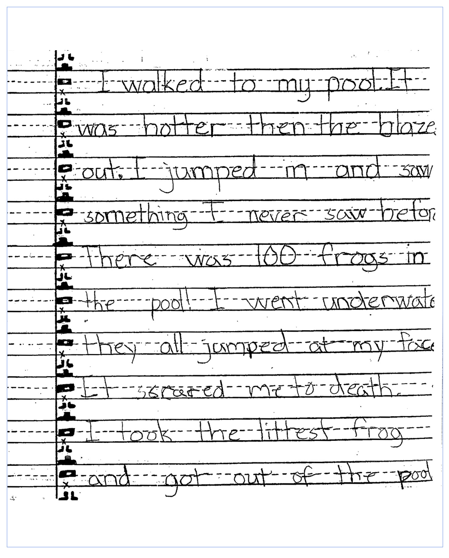 Narrative writing sample grade 4 frogs in the pool